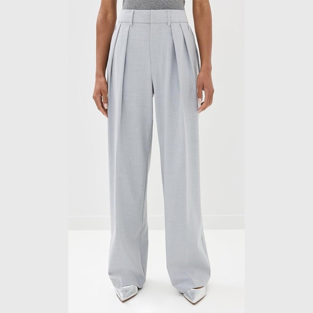 NWT Good American Good 90s Pleated Trousers in Heather Grey